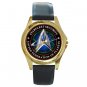 United Federation Of Planets Starfleet Security Unisex Round Gold Metal Watch