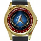 United Federation Of Planets Unisex Round Gold Metal Watch