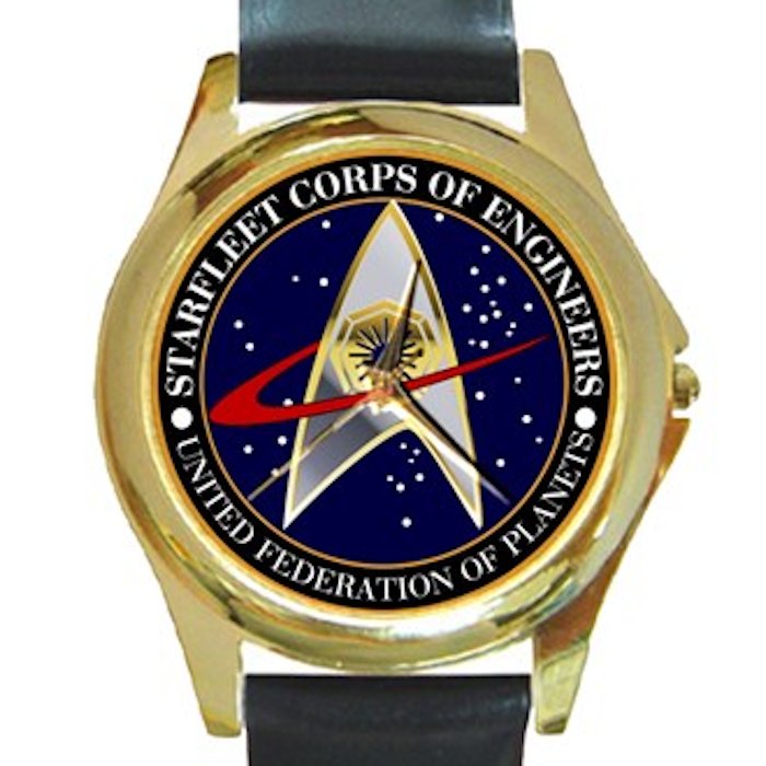 Starfleet Corps Of Engineers Unisex Round Gold Metal Watch