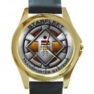 Starfleet Transporter Systems Logo Unisex Round Gold Metal Watch