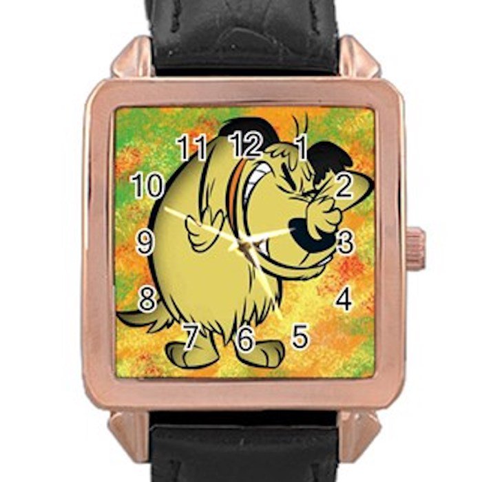 Muttley Dog Rose Gold Leather Watch With Leather Band