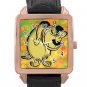 Muttley Dog Rose Gold Leather Watch With Leather Band
