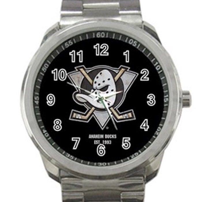 Anaheim Ducks Black & White Logo NHL Ice Hockey Teams Unisex Sport Metal Watch