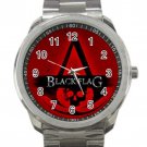 Assassin’s Creed Black Flag In Red Background Unisex Sport Metal Watch