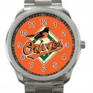 Baltimore Orioles MLB Baseball Team Orange Logo Unisex Sport Metal Watch