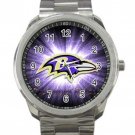 Baltimore Ravens NFL Football Team Purple Logo Unisex Sport Metal Watch