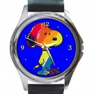 Cute Colorful Unique Snoopy Unisex Round Silver Metal Watch