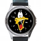 Cute Daffy Duck Unisex Round Silver Metal Watch