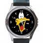 Cute Daffy Duck Unisex Round Silver Metal Watch