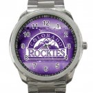 Colorado Rockies MLB Baseball Team Purple Logo Unisex Sport Metal Watch