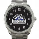 Colorado Rockies MLB Baseball Team Black & White Logo Unisex Sport Metal Watch