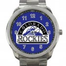 Colorado Rockies MLB Baseball Team Blue Logo Unisex Sport Metal Watch