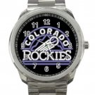 Colorado Rockies MLB Baseball Team Black Logo Unisex Sport Metal Watch