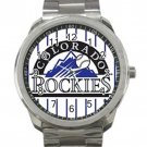 Colorado Rockies MLB Baseball Team Black & White Logo 2 Unisex Sport Metal Watch