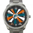 Miami Dolphins NFL Football Team Logo Design 2 Unisex Sport Metal Watch