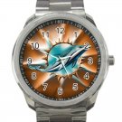 Miami Dolphins NFL Football Team Logo Design 3 Unisex Sport Metal Watch