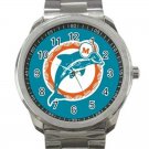 Miami Dolphins NFL Football Team Logo Design 4 Unisex Sport Metal Watch