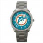 Miami Dolphins NFL Football Team Logo Design 4 Unisex Sport Metal Watch