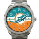 Miami Dolphins NFL Football Team Logo Design 5 Unisex Sport Metal Watch