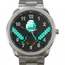 Minecraft Creeper Swords Diamond Steeve Design 20 Unisex Sport Metal Watch