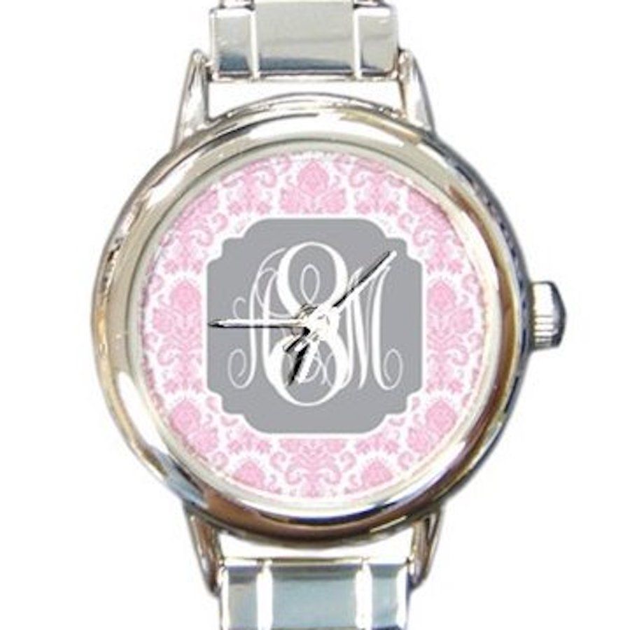 Monogrammed Round Italian Charm Watch-Mix and Match Patterns and Colors