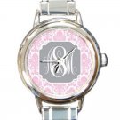 Monogrammed Round Italian Charm Watch-Mix and Match Patterns and Colors