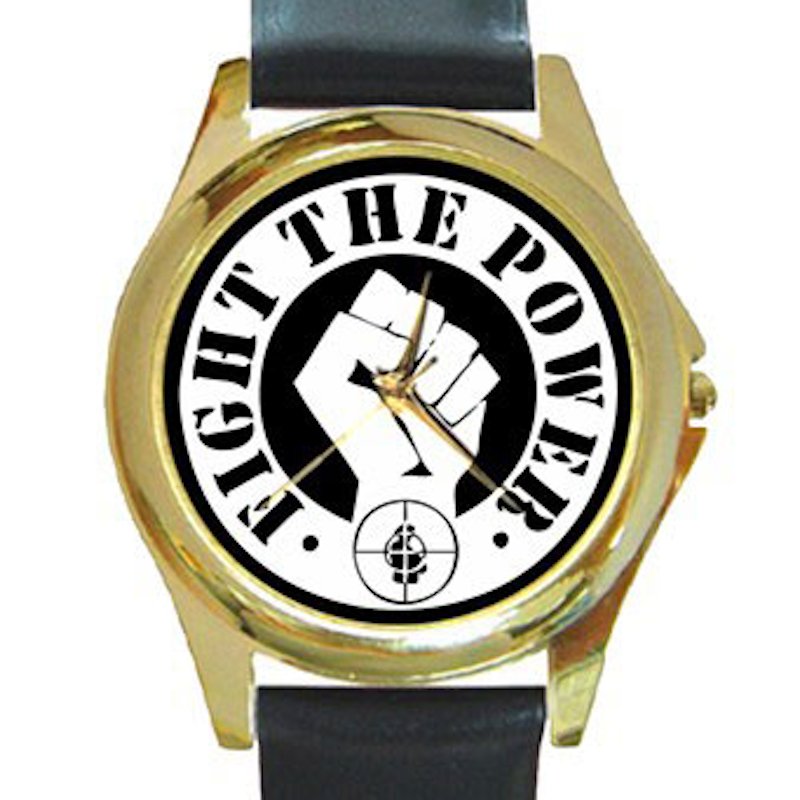 Public Enemy - Fight the Power Unisex Round Gold Metal Watch