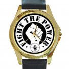Public Enemy - Fight the Power Unisex Round Gold Metal Watch