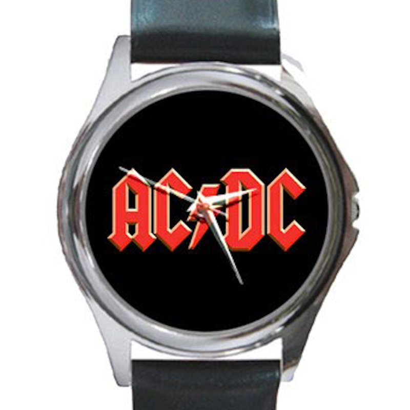 AC/DC Unisex Round Silver Metal Watch