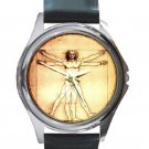 Leonardo da Vinci - Vitruvian Man Unisex Round Silver Metal Watch