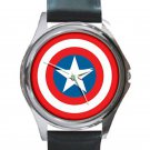 Captain America Shield Unisex Round Silver Metal Watch
