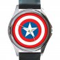 Captain America Shield Unisex Round Silver Metal Watch