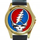 Grateful Dead - Steal Your Face Unisex Round Gold Metal Watch