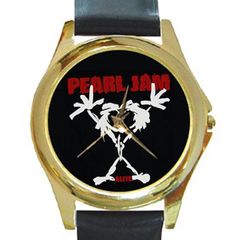 Pearl Jam - Stickman Unisex Round Gold Metal Watch