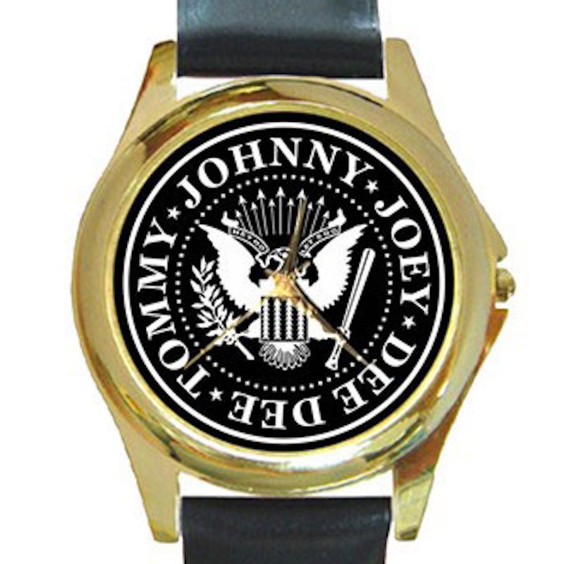 Ramones Rock Band Unisex Round Gold Metal Watch