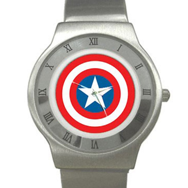 Captain America Shield Chrome Roman Dial Unisex Ultra Slim Watch