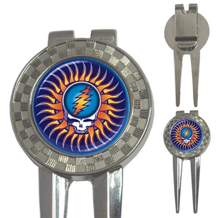 Grateful Dead Sunshine Steal Your Face High Quality Metal Chrome 3-in-1 Golf Divot