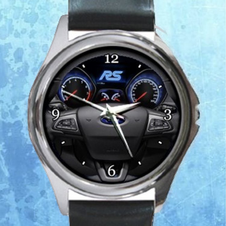 Ford Focus Rs 2016 Steering Unisex Round Silver Metal Watch