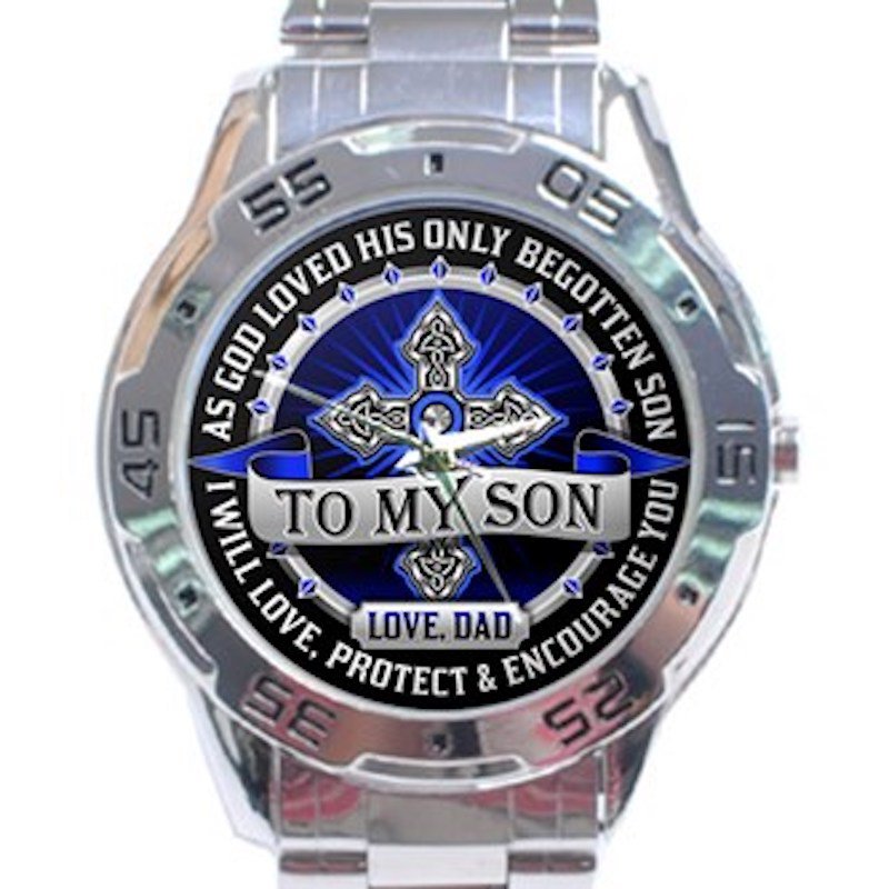 To My Son From Dad Analogue Stainless Steel Analogue Watch-Blue Face