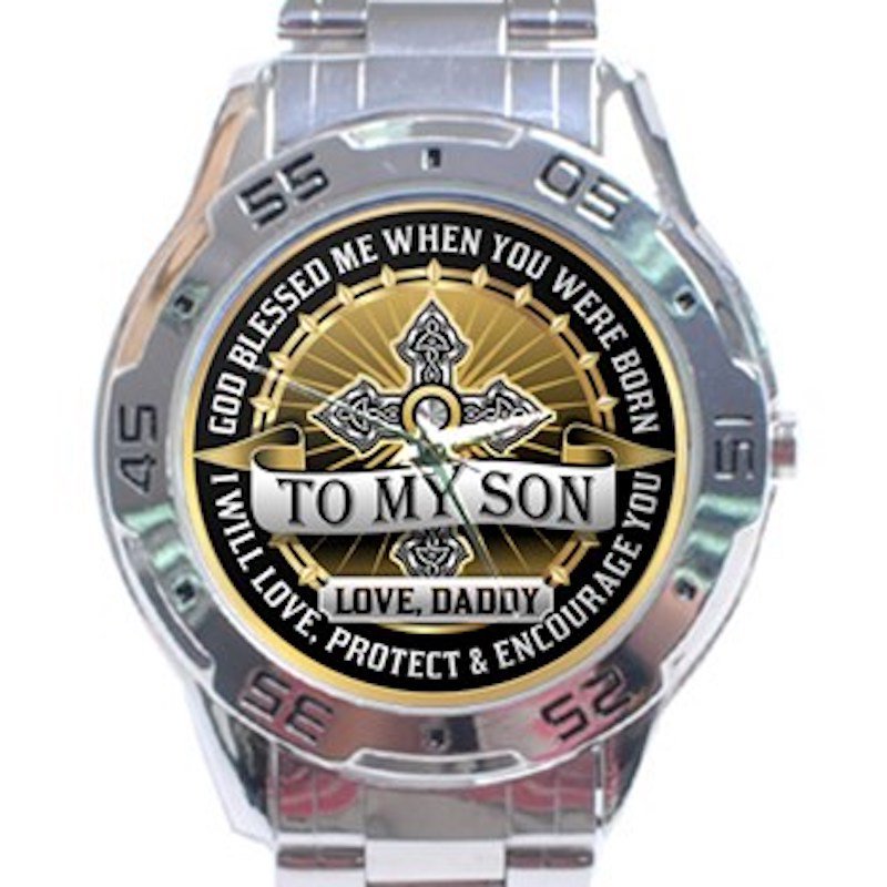 To My Son From Dad Analogue Stainless Steel Analogue Watch-Gold Face
