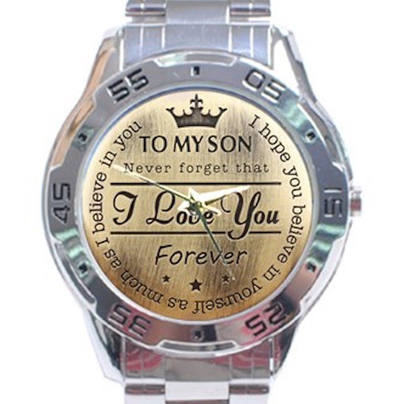 To My Son Never Forget That I Love You Analogue Stainless Steel Analogue Watch-Gold Face