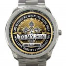 To My Son From Dad Unisex Sport Metal Watch-Gold Face