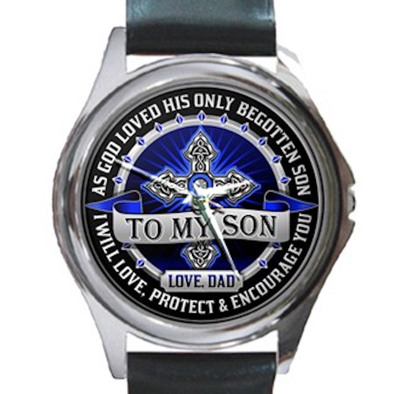 To My Son Love From Dad Unisex Round Silver Metal Watch