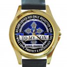 To My Son Love From Daddy Unisex Round Gold Metal Watch
