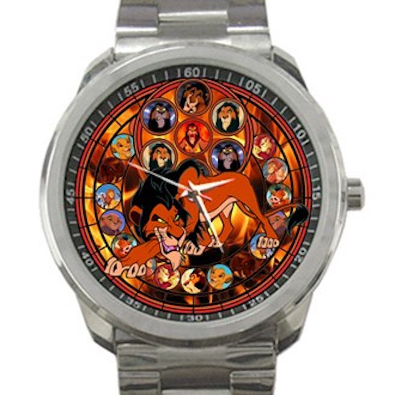 Lion King Movie Evil Scar Unisex Round Silver Metal Watch