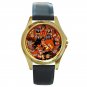 Lion King Movie Evil Scar Beautiful Stained Glass Design Unisex Round Gold Metal Watch