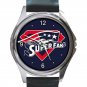 New England Patriots Super Fan Unisex Round Silver Metal Watch