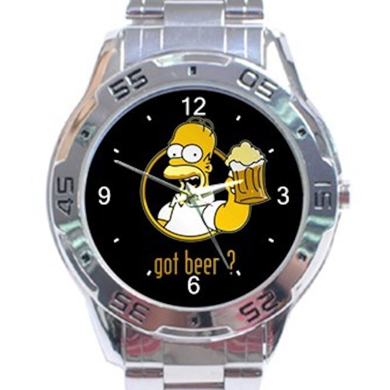 Homer Simpson Got Beer Unisex Stainless Steel Analogue Watch