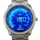 Blue Led Light Oil Press Meter Unisex Sport Metal Watch