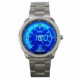 Blue Led Light Oil Press Meter Unisex Sport Metal Watch